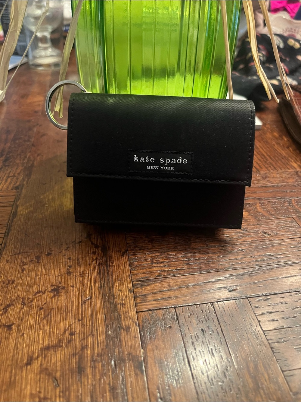 Kate Spade New York Vintage Nylon Tri-Fold Wallet with keyring and ID window